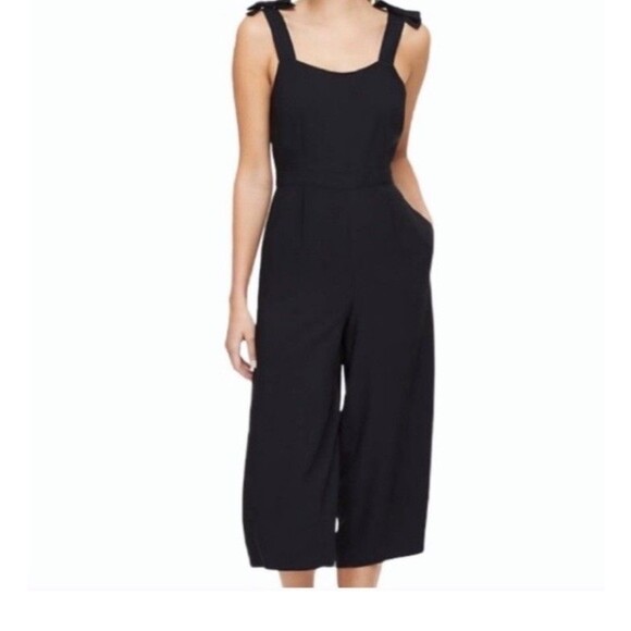 NWT Loft Wide Leg Cropped Jumpsuit Bow Tie Plus Size Sz 16 - Picture 1 of 8